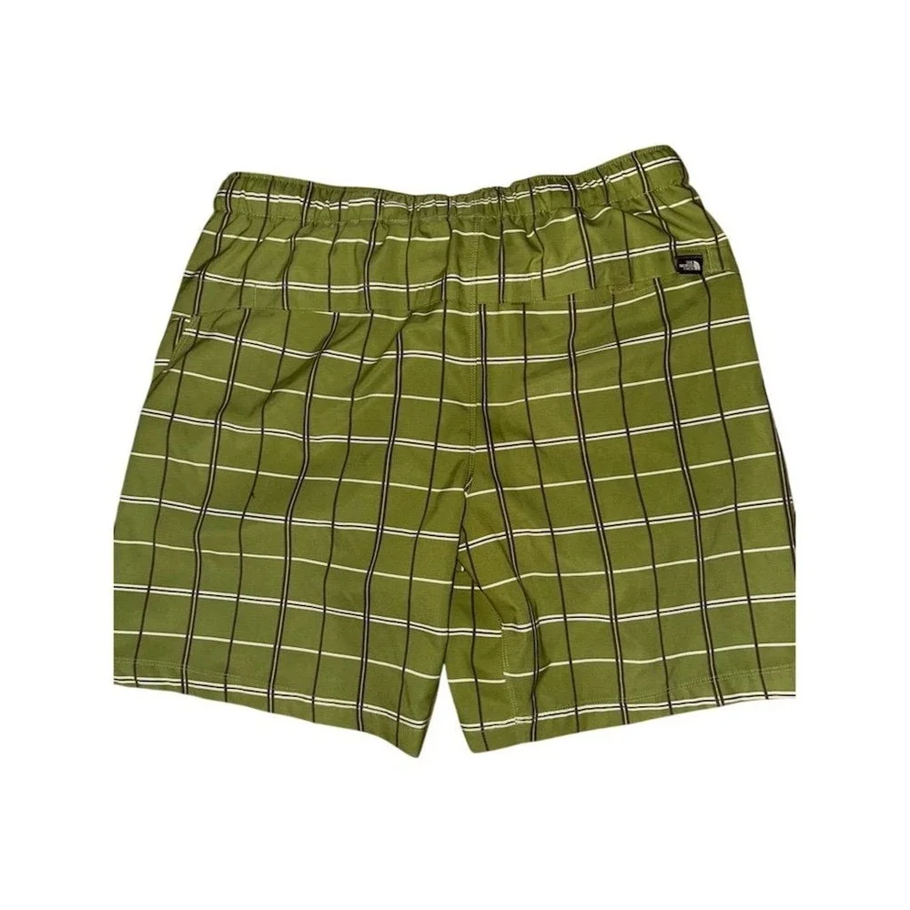The North Face Men's Green Plaid Lined Swim Trunks Size M resort vacation cruise